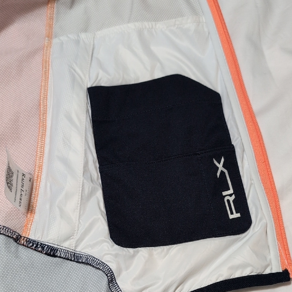 Navy and White Windbreaker with High Collar and Color-Blocked Design - Picture 9 of 16